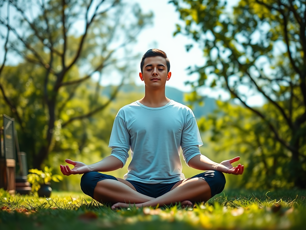 Что такое Трансцендентальная Медитация (ТМ) 2 Человек медитирует в позе лотоса на природе — трансцендентальная медитация