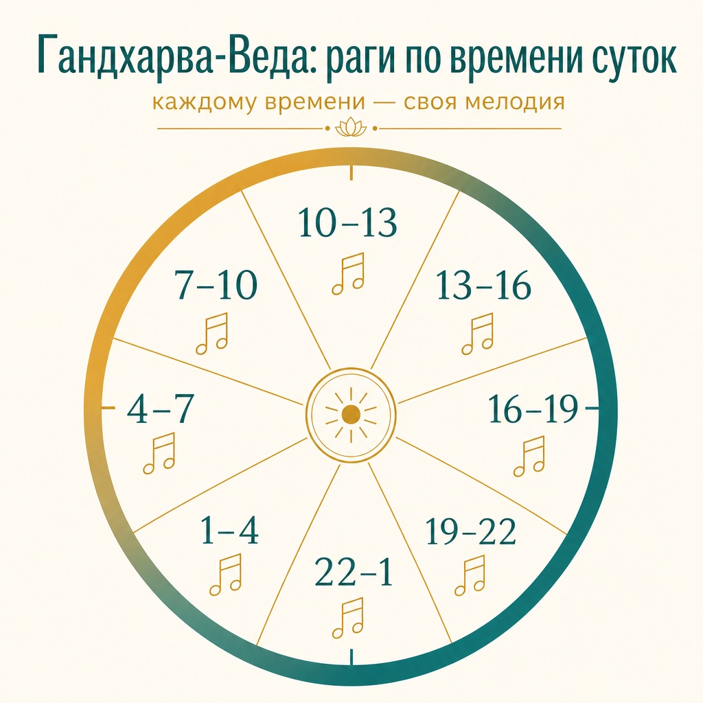 Инфографика: раги Гандхарва-Веды по времени суток — круглосуточный цикл